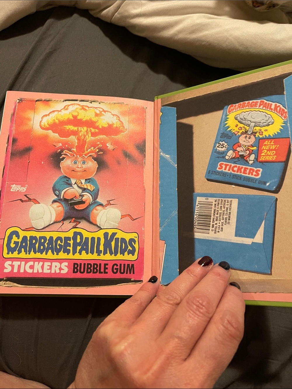 Topps Garbage Pail Kids Pink Sticker Pack with Blue Text +74 cards! Very good!